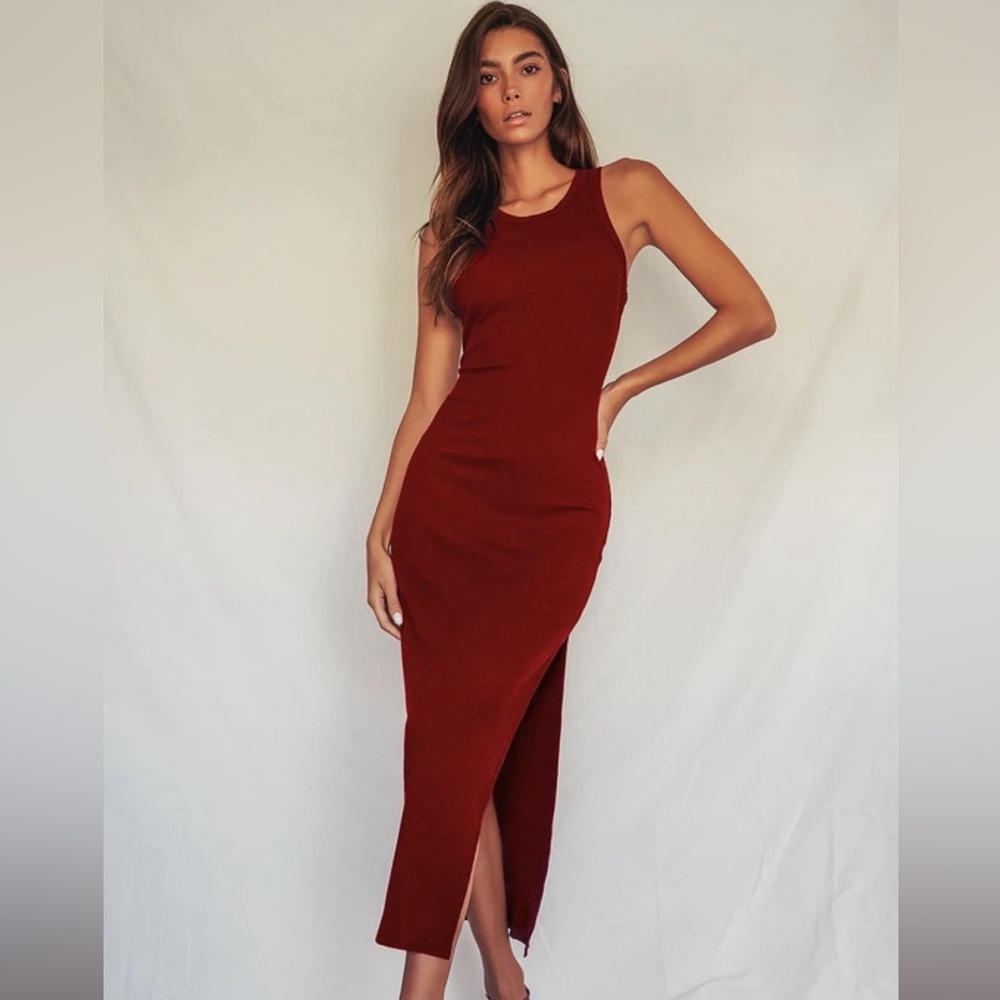 Sleeveless Burgundy Maxi Dress